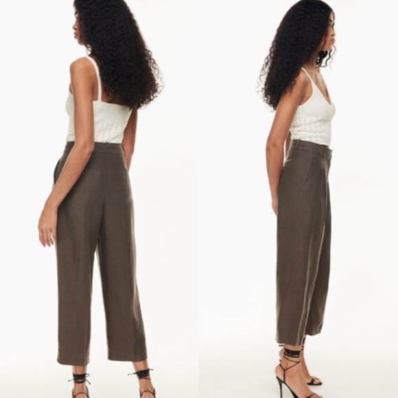ARITZIA Wilfred The Effortless Linen Pleated Wide Leg Pants Trousers - Picture 2 of 9